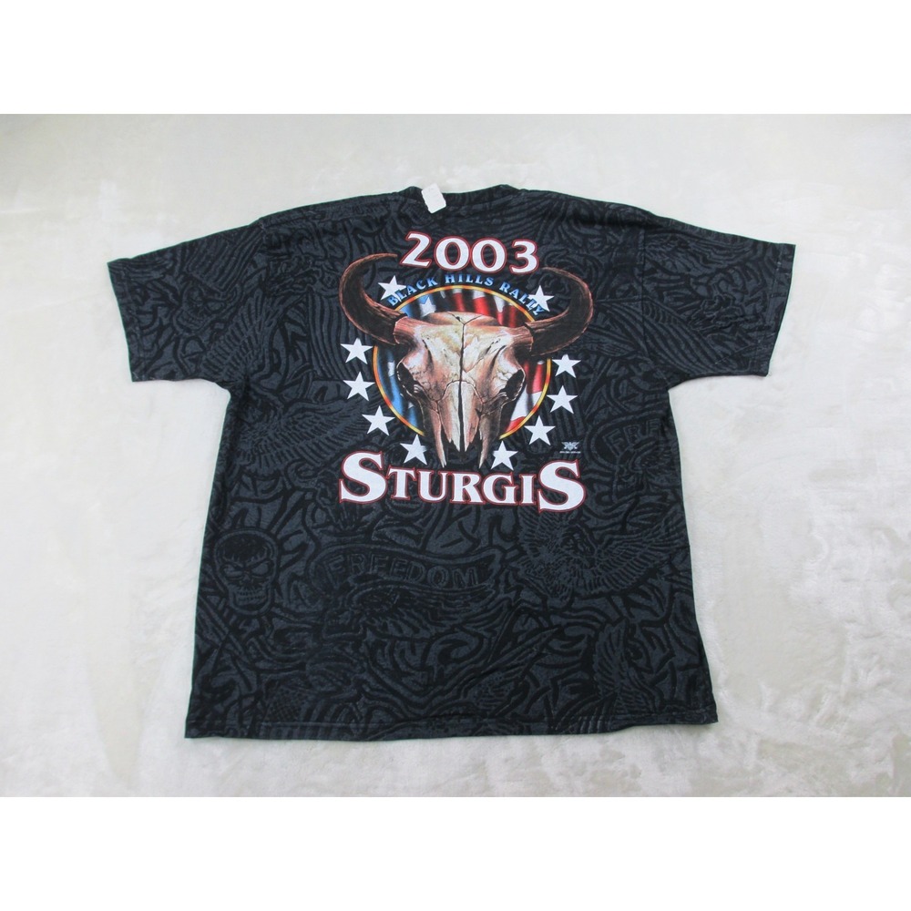 NEW VINTAGE Sturgis Shirt Mens Extra Large Black Skull Black Hills Rally 2003‎